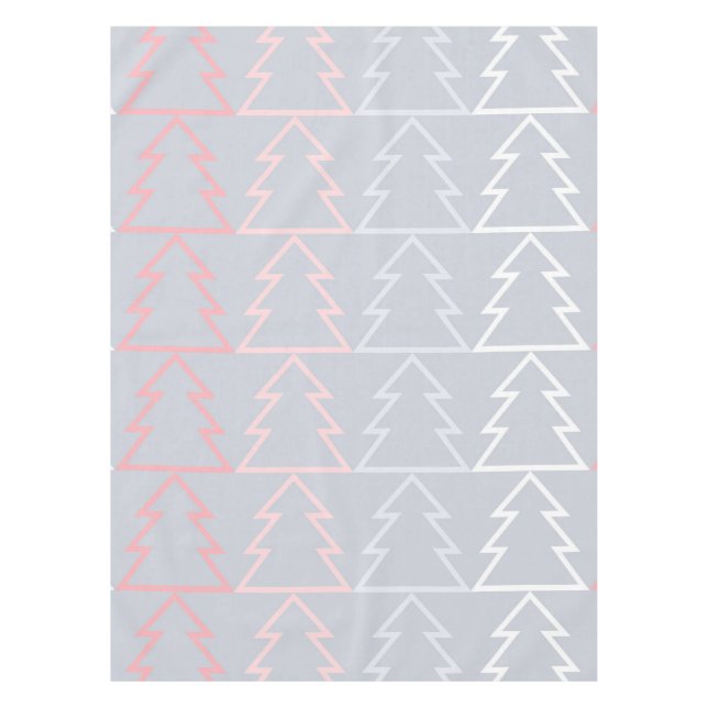 Holiday Pink Gray Christmas Trees Modern  Tablecloth (Front)