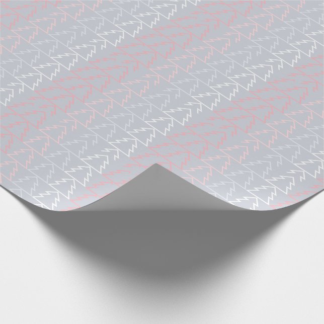 Holiday Pink Gray Christmas Trees Modern Wrapping Paper (Corner)