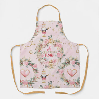 Holiday Pink Merry Nutcracker Beaux Custom Wreath Apron