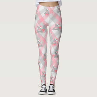 Holiday Pink Ribbon Leggings Work Out Tights