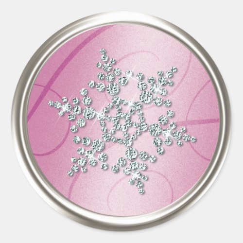 Holiday Pink Silver Snowflake Envelope Seal