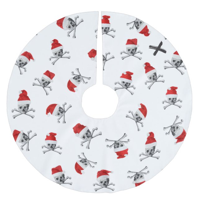 Holiday Pirate Skulls #1 Brushed Polyester Tree Skirt (Front)