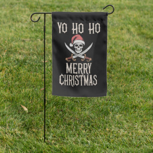 Holiday Pirate Yo Ho Ho Christmas Santa Boating  Garden Flag