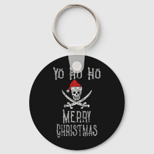 Holiday Pirate Yo Ho Ho Merry Christmas Santa Hat Keychain