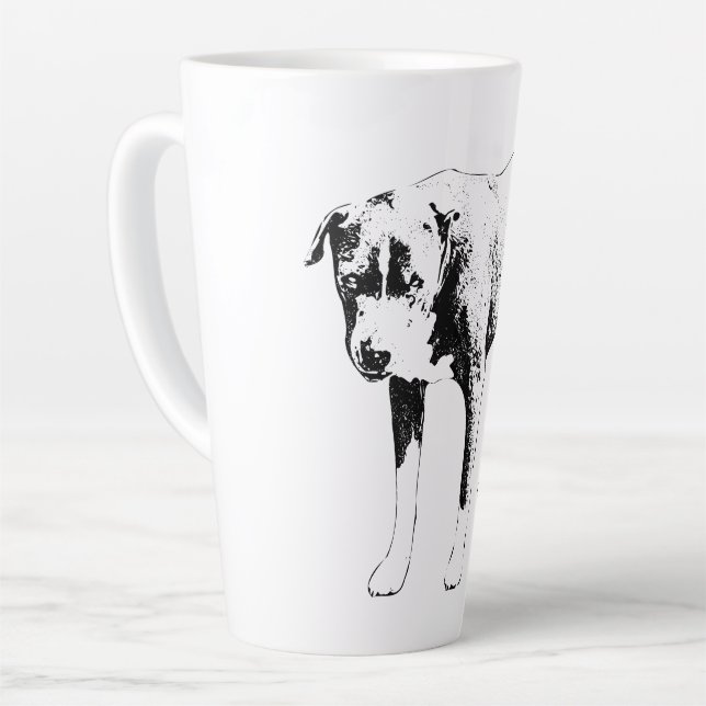 Holiday Pit Bull, Steady Gaze Latte Mug (Left Angle)