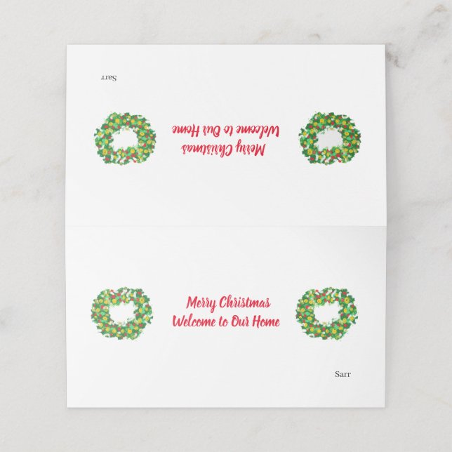 Holiday Place Cards : Merry Christmas  (Outside Unfolded)