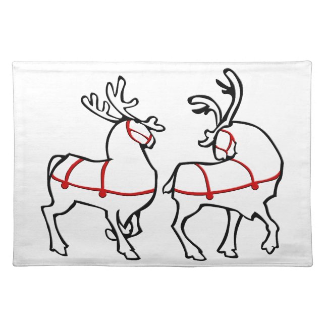 Holiday Place Mats Christmas Reindeer Party Decor (Front)