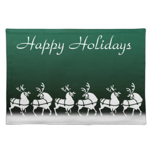 Holiday Place Mats Christmas Reindeer Party Decor