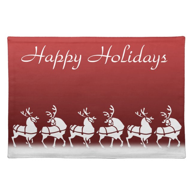 Holiday Place Mats Christmas Reindeer Party Decor (Front)