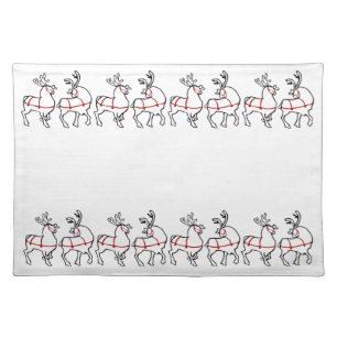 Holiday Place Mats Christmas Reindeer Party Decor