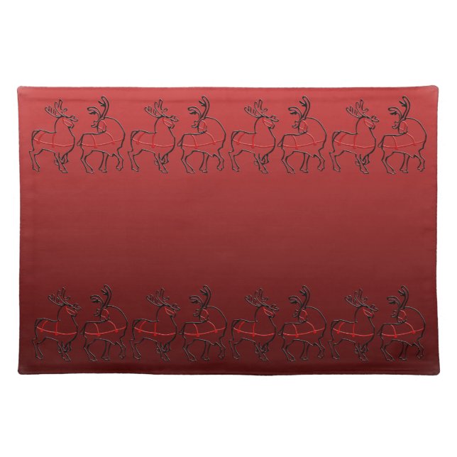 Holiday Place Mats Christmas Reindeer Party Decor (Front)