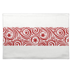 Holiday Placemat-Red Snowflake Swirl Placemat