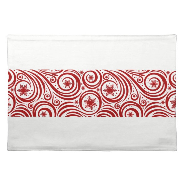 Holiday Placemat-Red Snowflake Swirl Placemat (Front)