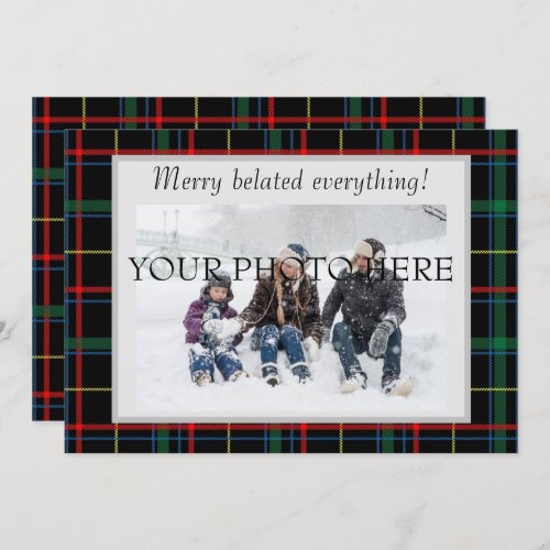 Holiday Plaid Belated Photo Card