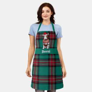 Holiday Plaid Bull Terrier Santa Dog Christmas Apron