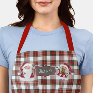Holiday Plaid Christmas Monogrammed Apron