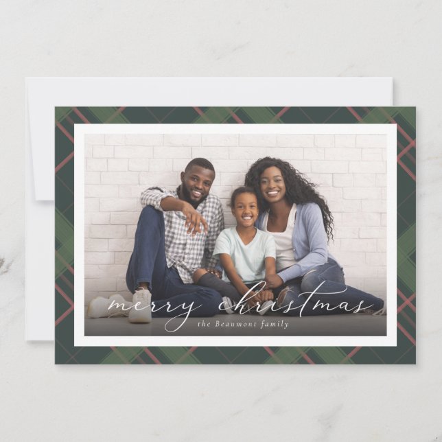 Holiday Plaid Christmas Photo Card (Front)