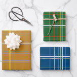 Holiday Plaid Christmas  Wrapping Paper Sheets<br><div class="desc">Hand drawn plaid pattern in 3 colors with mustard yellow,  forest green and navy blue backgrounds</div>