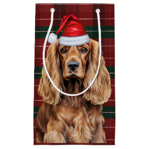 Holiday Plaid Cocker Spaniel Christmas Dog  Small Gift Bag