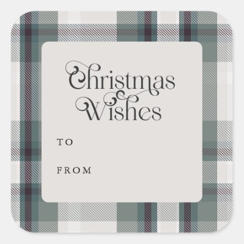Holiday Plaid Flannel Christmas Sticker Gift Tag