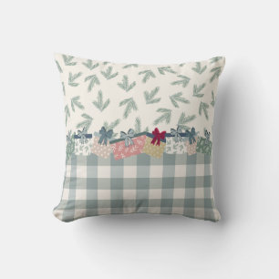 Holiday Plaid Gifts Christmas Pine Green Cute Throw Pillow