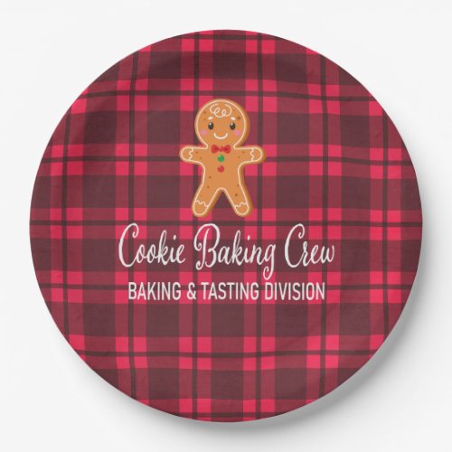 Holiday Plaid Gingerbread Cookie Baking Paper Plates