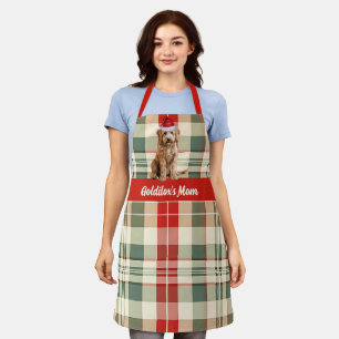 Holiday Plaid Goldendoodle Santa Dog Christmas Apron