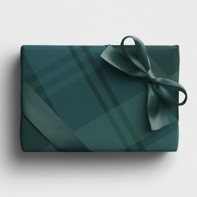 Holiday plaid green blue bold check Christmas Wrapping Paper Sheets (Creator Uploaded)
