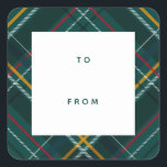 Holiday plaid green Christmas gift to from Square Sticker<br><div class="desc">A colorful and festive plaid make this simple to and from gift label the perfect touch for all your Christmas gifts. With its rich festive green, it coordinates perfectly with the Lea Delaveris Design merry and bright plaid collection of holiday cards, gifts and decor. This Christmas gift label has a...</div>