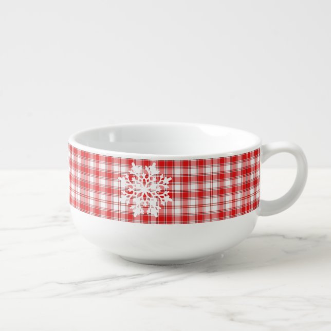 Holiday Plaid Jumbo Soup Mug (Left)