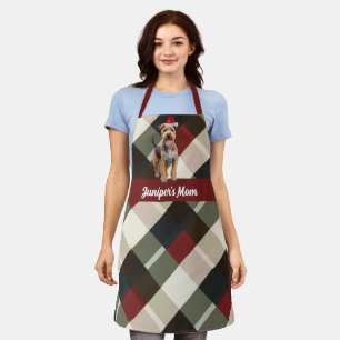 Holiday Plaid Lakeland Terrier Santa Dog Christmas Apron
