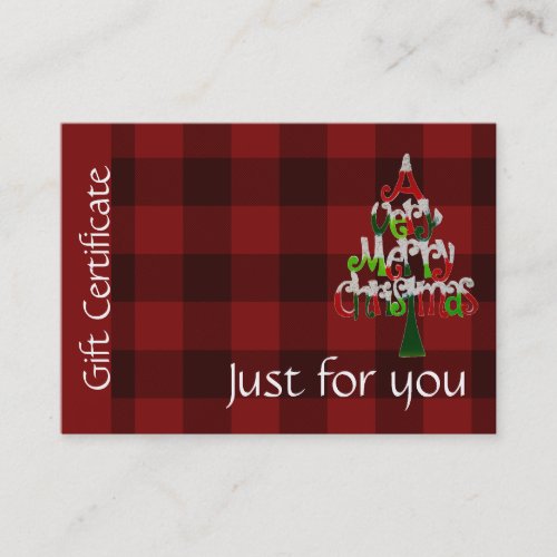 Holiday Plaid Merry Christmas Gift Certificate