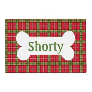 Holiday Plaid Personalized Pet Placemat