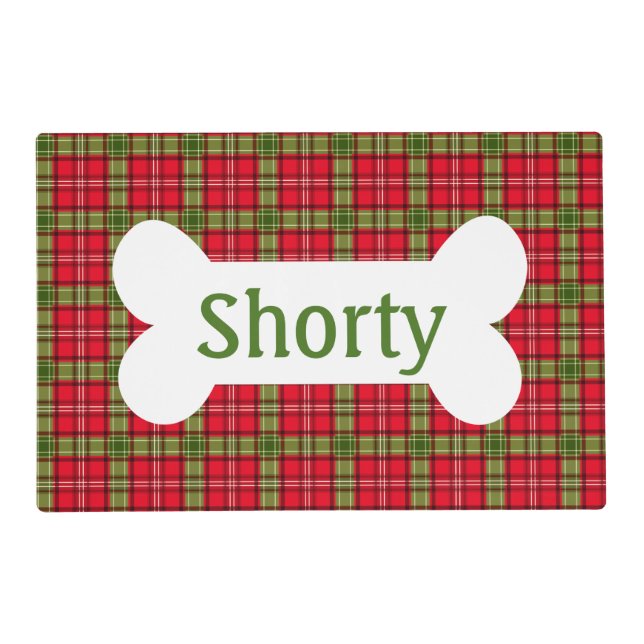 Holiday Plaid Personalized Pet Placemat (Front)