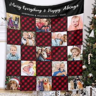 Holiday Plaid Personalized Unique Quilt Picture Fleece Blanket
