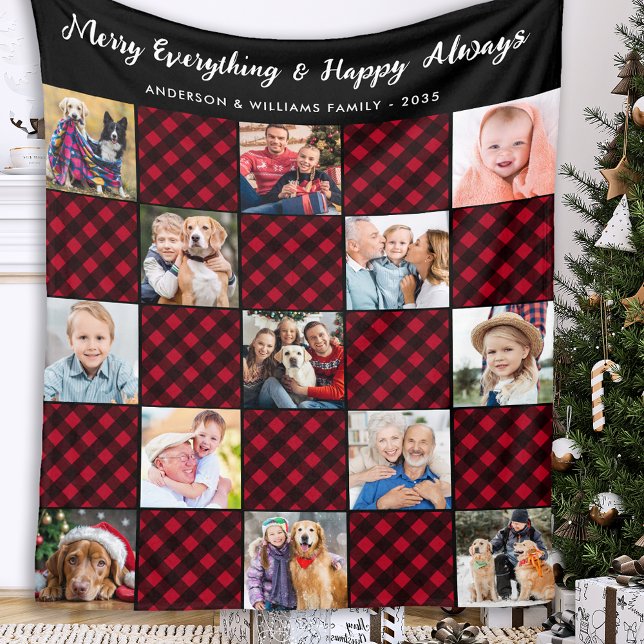 Holiday Plaid Personalized Unique Quilt Picture Fleece Blanket (Creator Uploaded)