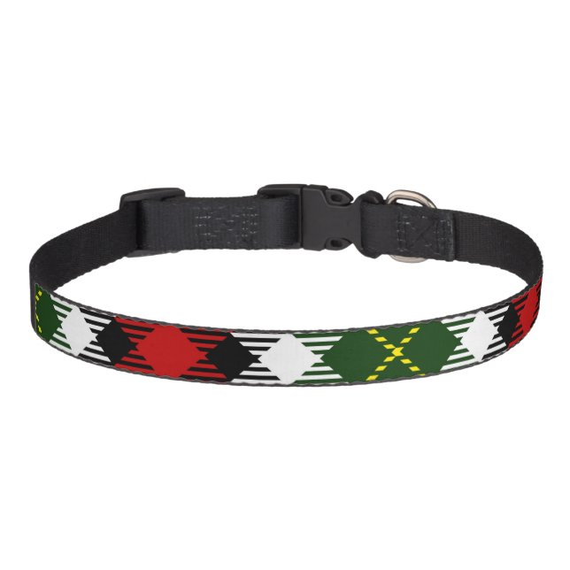 Holiday Plaid Pet Red Green Black Festive Fun Pet Collar (Front)