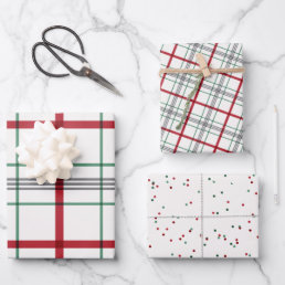 Holiday plaid red and green wrapping paper sheets