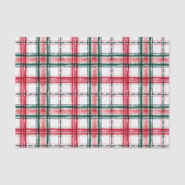 HOLIDAY PLAID Red Green Tissue Paper (Front)