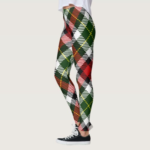 Holiday Plaid Red Green Yellow Classic Festive Leggings