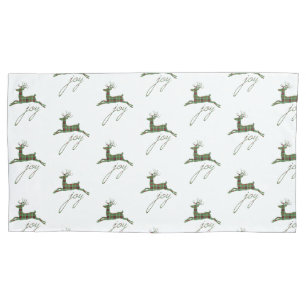 Holiday Plaid Reindeer Pillowcase-King Size Pillow Case