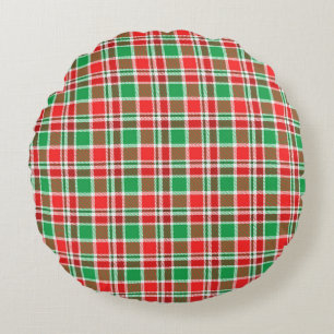 Holiday Plaid Round Pillow