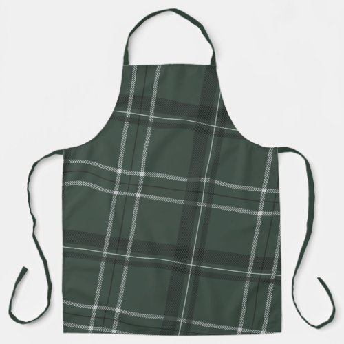 Holiday plaid simple green apron