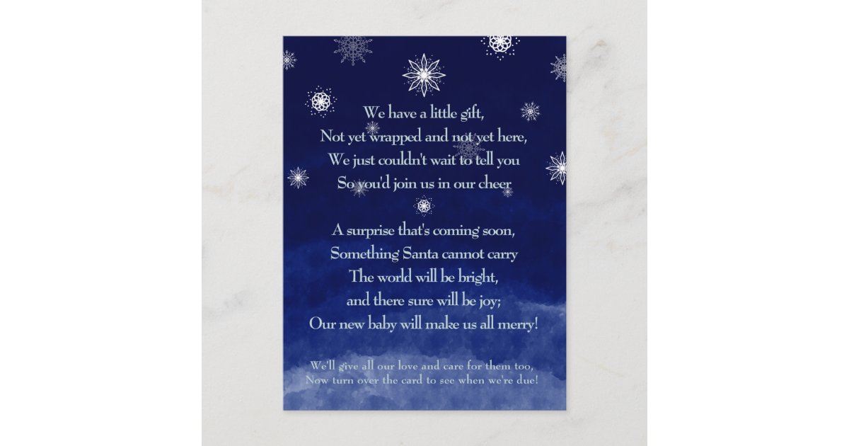 Holiday Poem Pregnancy Announcement Postcard Zazzle