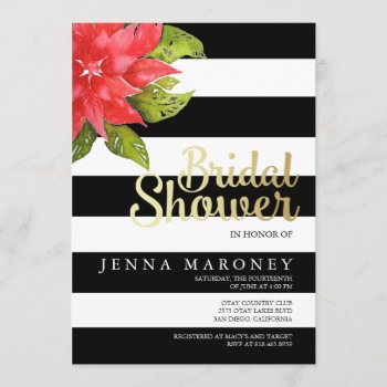 Holiday & Poinsetta Bridal Shower Invitation by GreenLeafDesigns at Zazzle