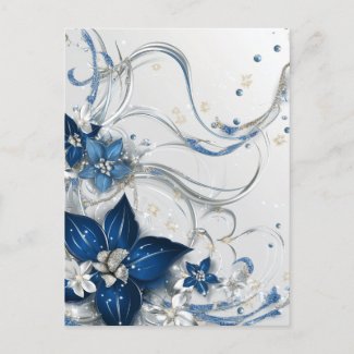 HOLIDAY POINSETTIA BLUE / WHITE #1