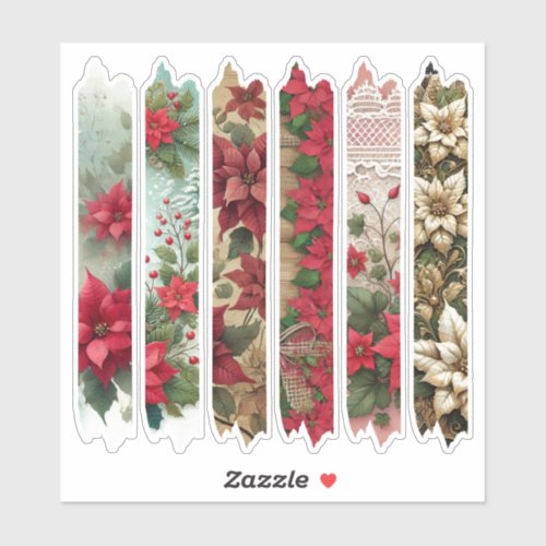 Holiday Poinsettia Borders Washi Tape Planner Sticker