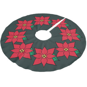 Holiday Poinsettia Christmas Tree Skirt