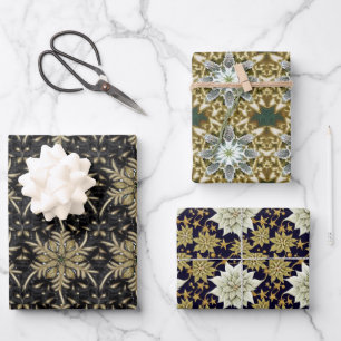 Holiday Poinsettia Fractal Pattern   Wrapping Paper Sheets