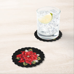 Holiday Poinsettia Paper Coasters